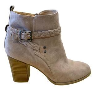Report Madonna faux suede booties ankle size zip  size 9 braided trim buckle